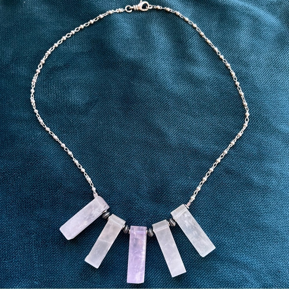 Sterling Silver Rose Quartz Solid Block Clouds Ne… - image 6